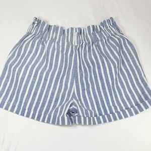 Sapphire Red Women's Blue White Striped Paperbag Waist Pull On Shorts